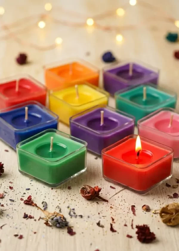 Scented Soy Wax Tea Light Candles in acrylic Square case (Pack of 20)
