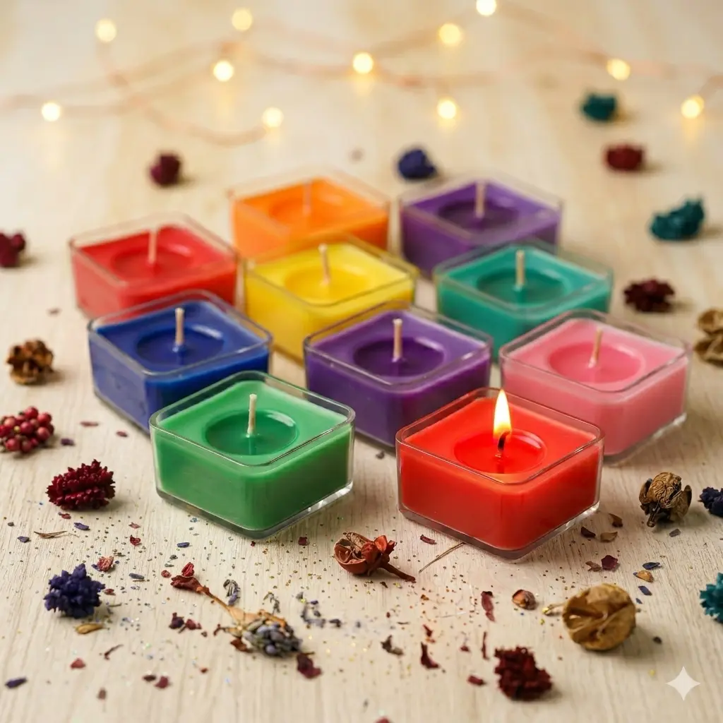 SQUARE 1 Scented Soy Wax Tea Light Candles in acrylic Square case (Pack of 20)