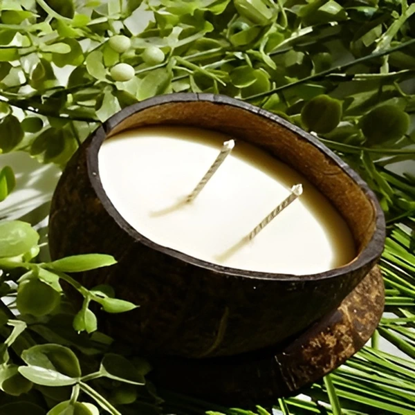 coconut candle with 2 wicks