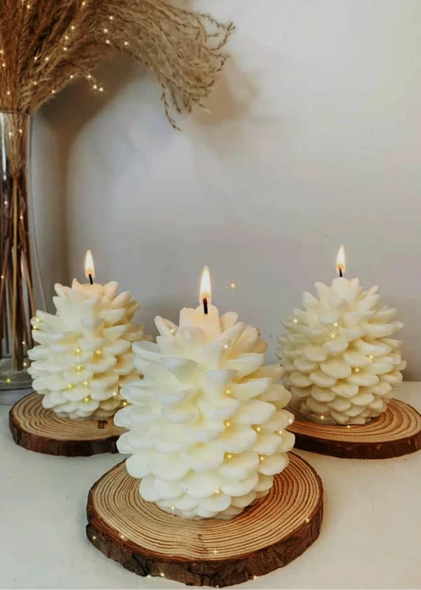 Pine nut shaped, scented soy wax candle