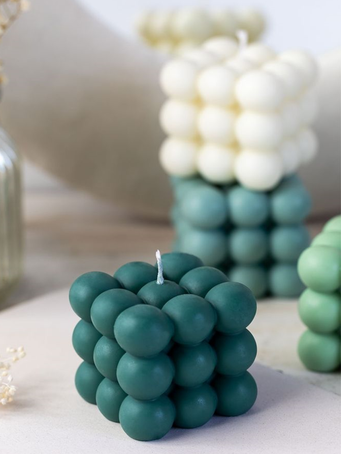 Special Candle 52 Bubble cube shaped, scented soy wax candle - Pack of 2