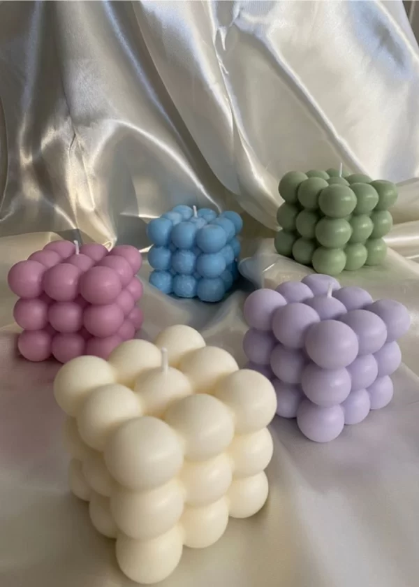 Bubble cube shaped, scented soy wax candle - Pack of 2