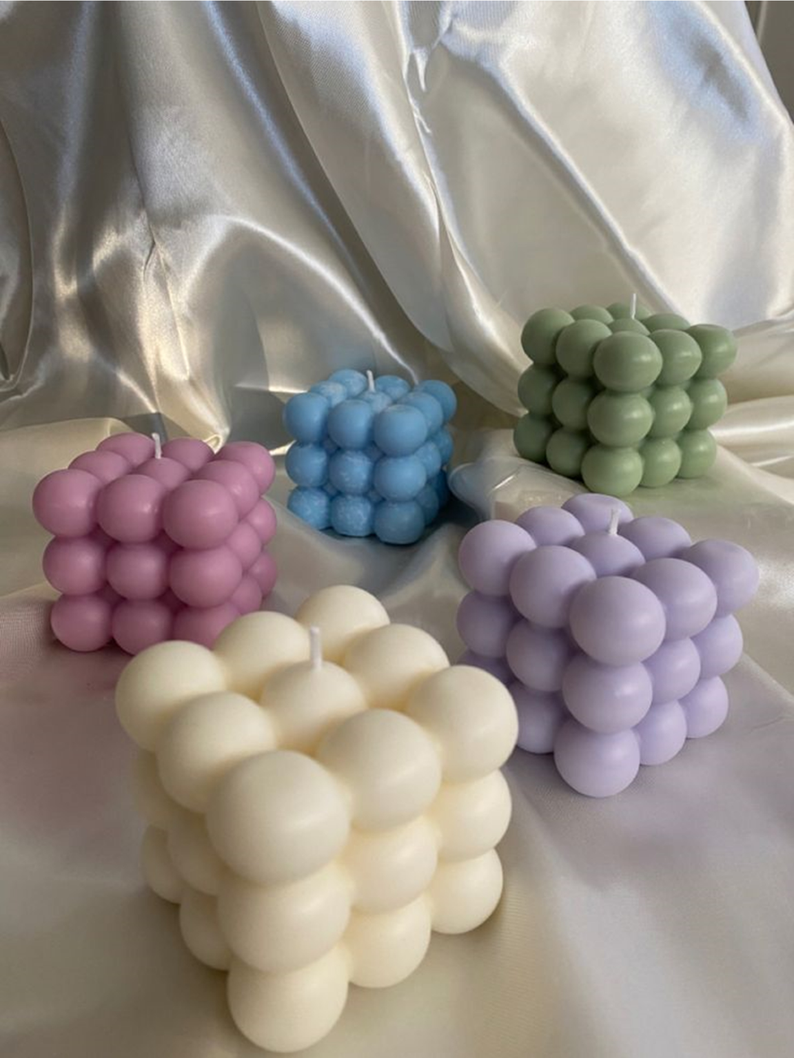 Special Candle 53 Bubble cube shaped, scented soy wax candle - Pack of 2