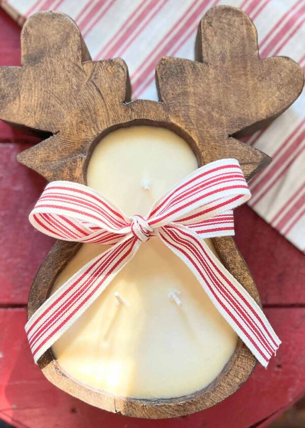 Aesthetics Reindeer Wooden Dough Bowl Candle
