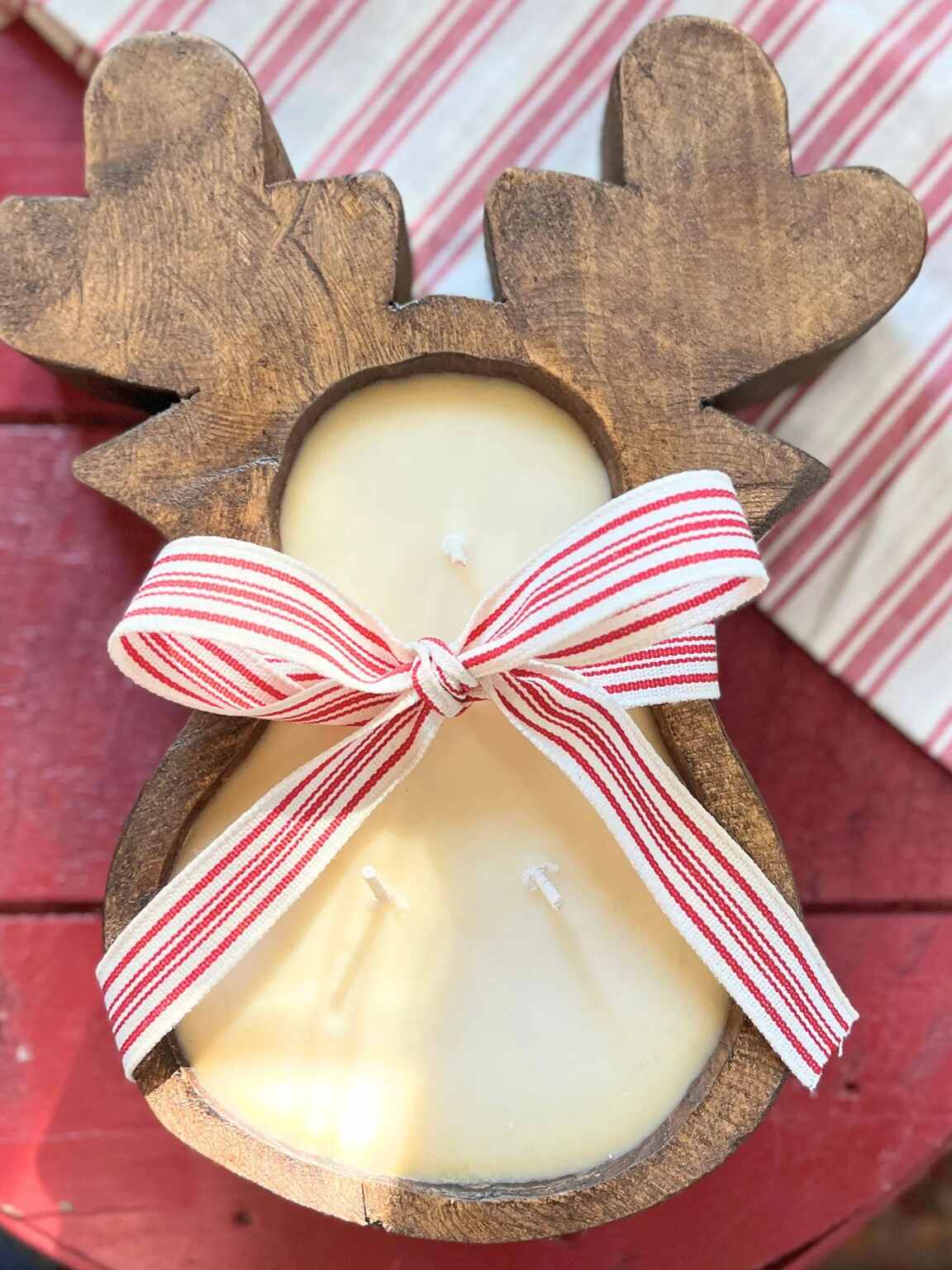 Special Candles Wooden Collection 1 Aesthetics Reindeer Wooden Dough Bowl Candle
