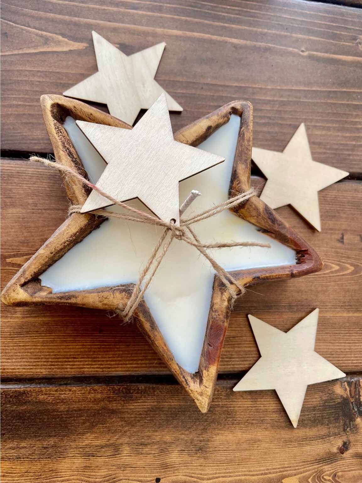 Special Candles Wooden Collection 11 Aesthetics Christmas Star Wooden Dough Bowl Candle