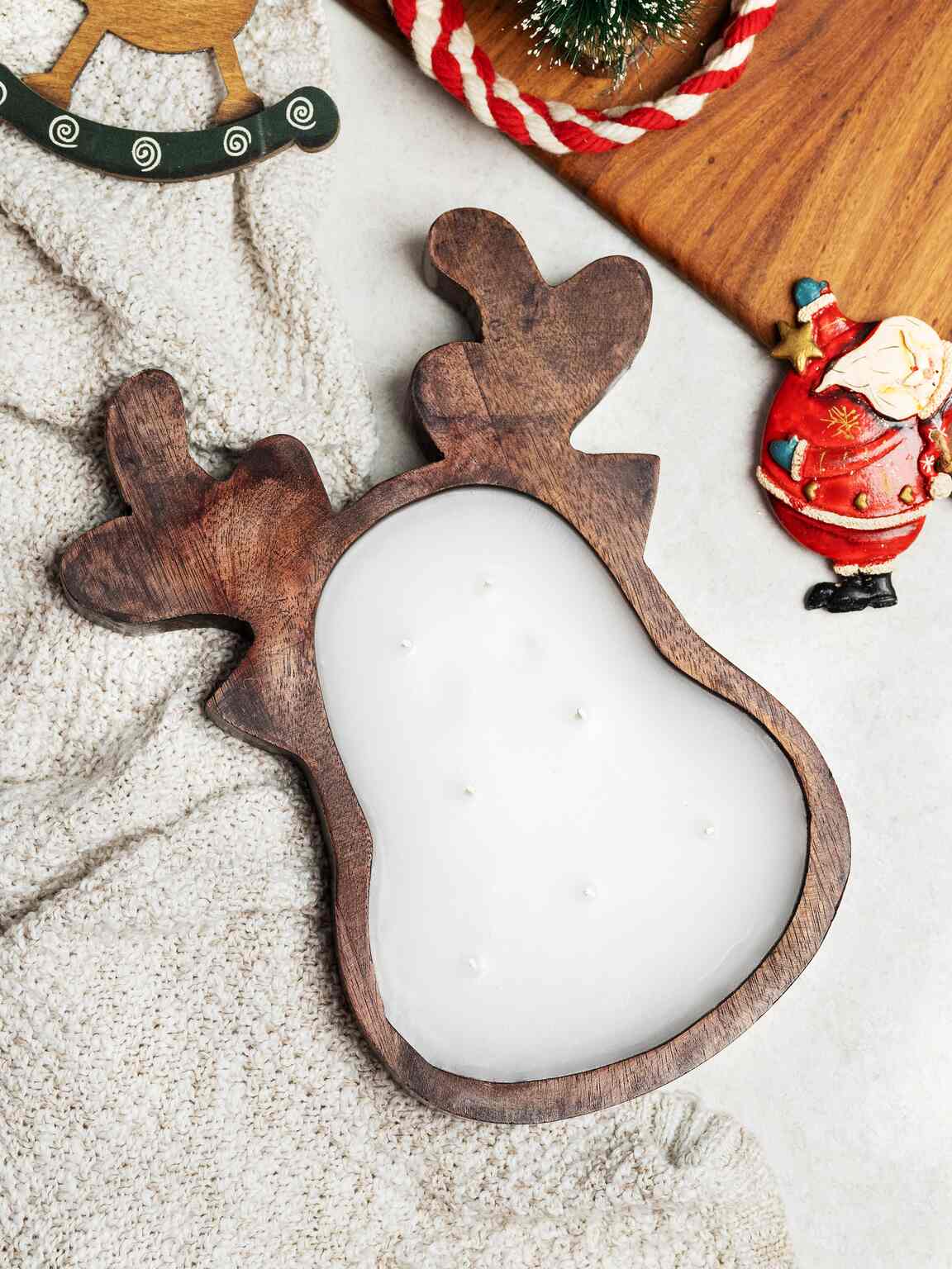 Special Candles Wooden Collection 3 Aesthetics Reindeer Wooden Dough Bowl Candle