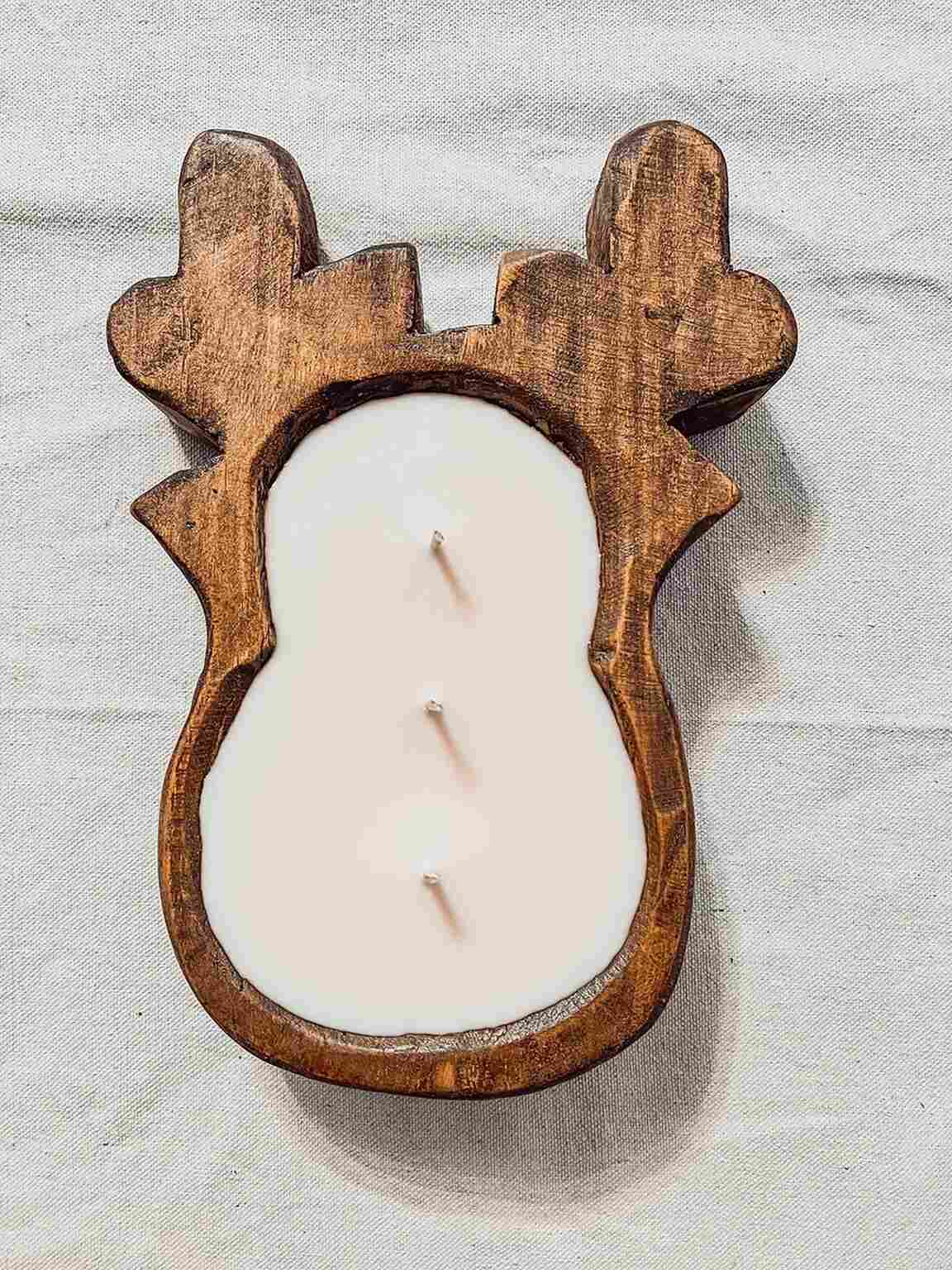 Special Candles Wooden Collection 4 Aesthetics Reindeer Wooden Dough Bowl Candle