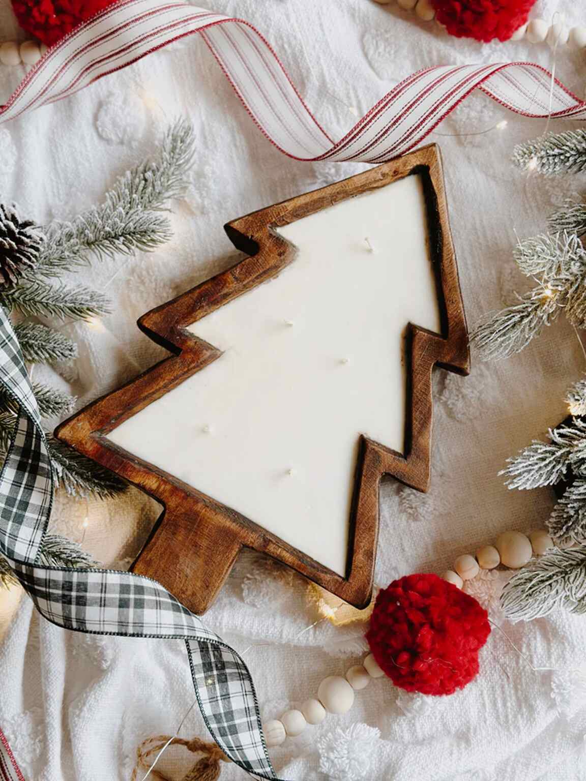 Special Candles Wooden Collection 7 Aesthetics Christmas Tree Wooden Dough Bowl Candle