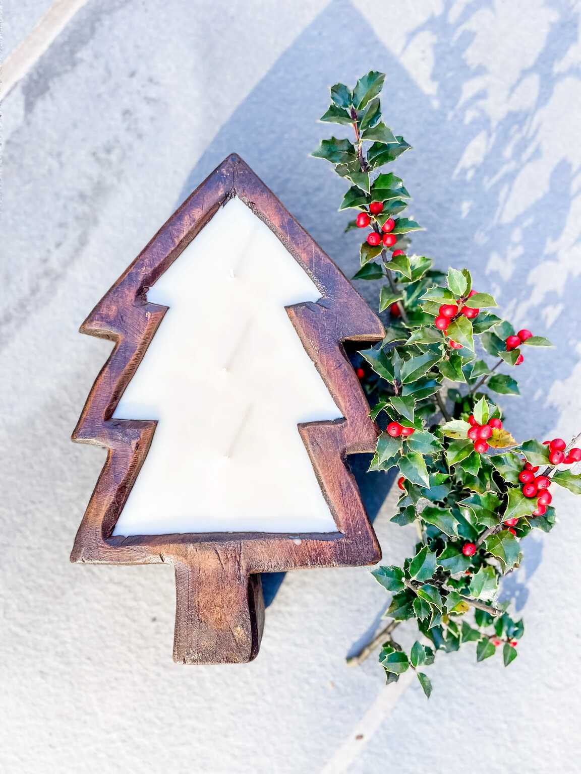 Special Candles Wooden Collection 9 Aesthetics Christmas Tree Wooden Dough Bowl Candle