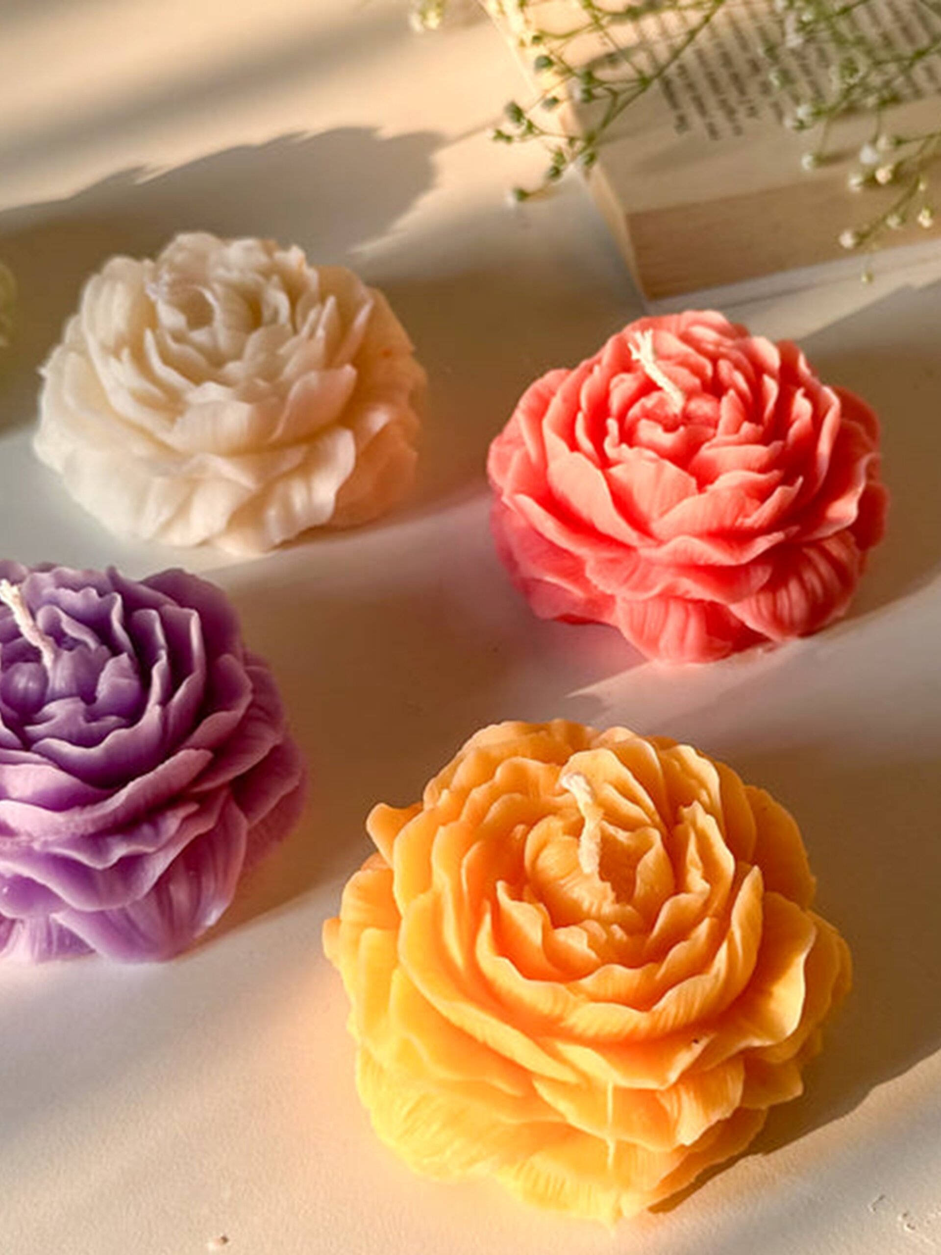 Slide6 1 scaled Peony Bloom shaped, scented soy wax candle - Pack of 2