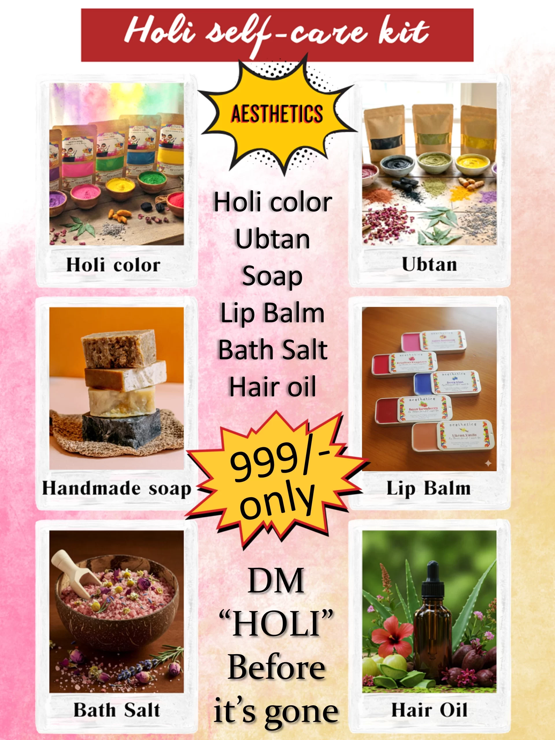 Holi Kit 2 Aesthetics Holi Self Care Kit