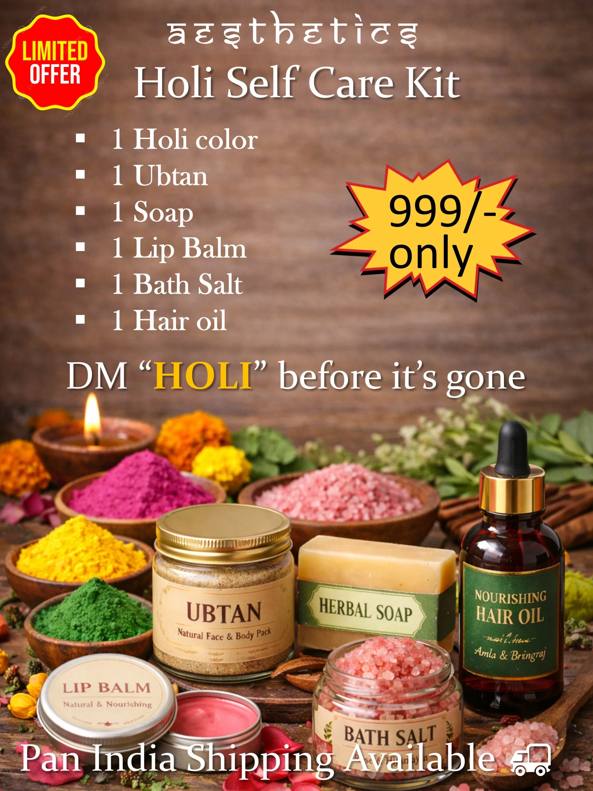 Holi Kit 3 Aesthetics Holi Self Care Kit