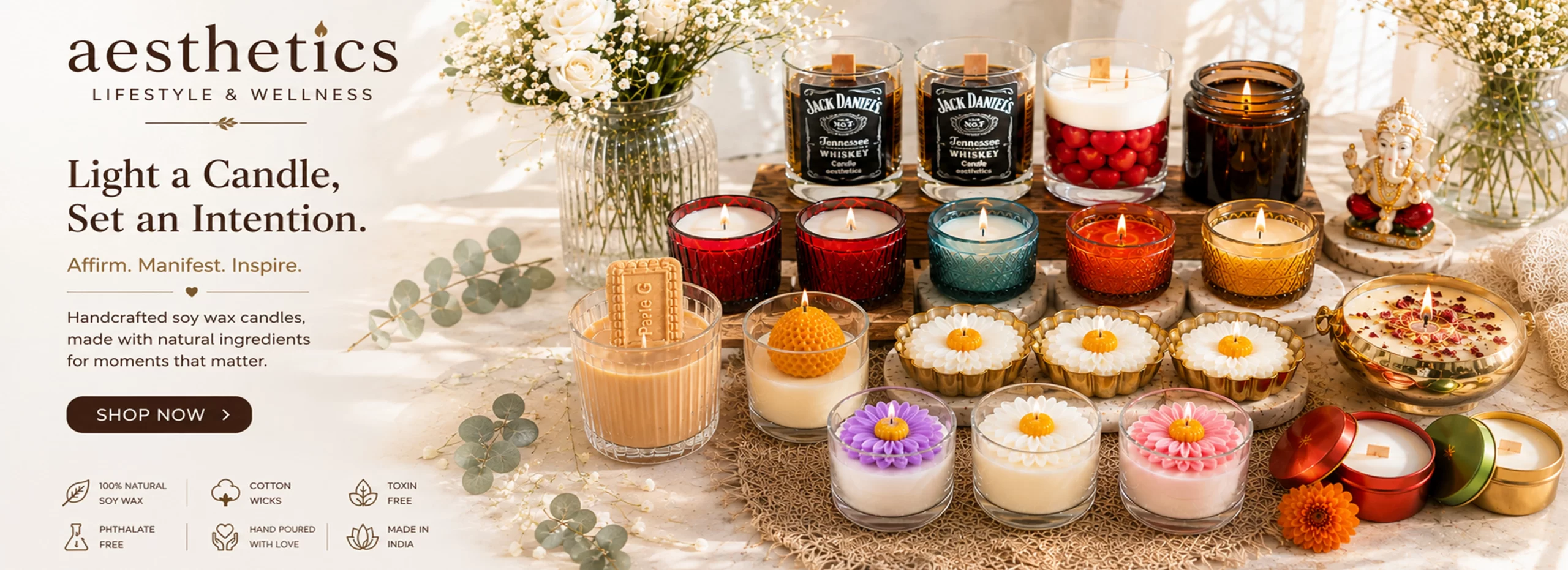 container candles banner