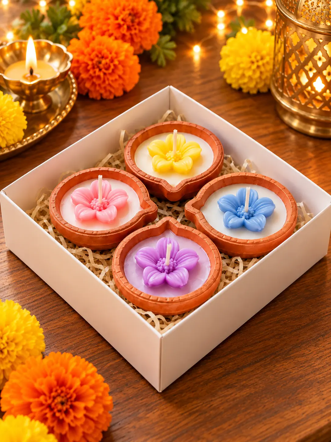 Festive Diya Candle Gift Box