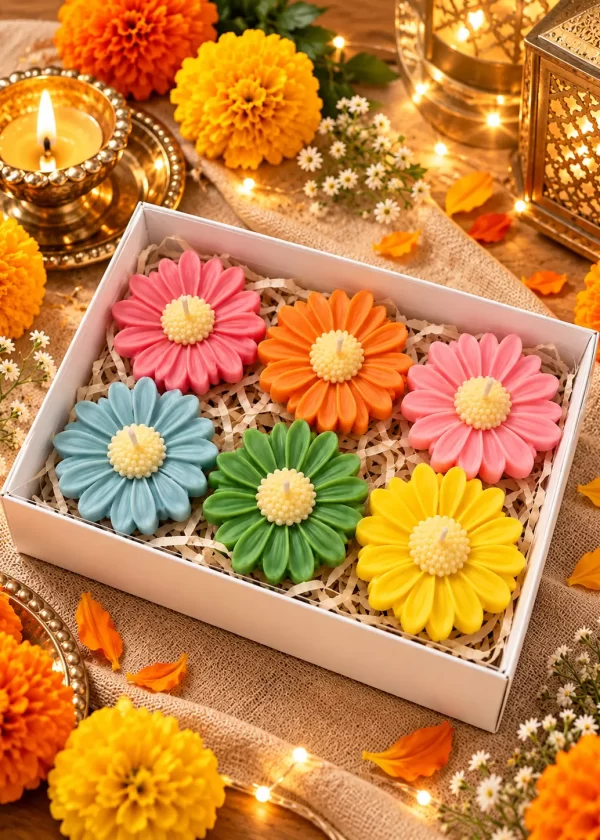 Festive Flower Candle Gift Box