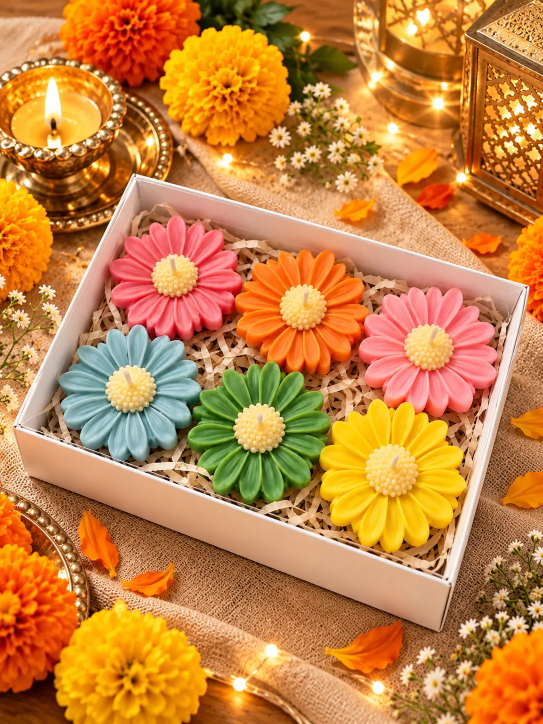 Festive Flower Candle Gift Box