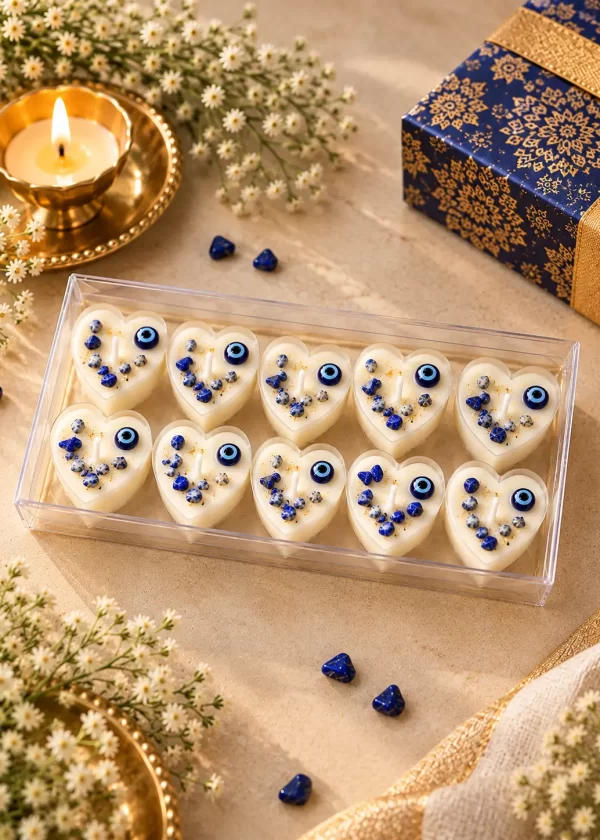 Lapis Heart Candle Gift Flat Lay